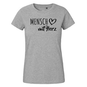 Huuraa Damen T-Shirt Mensch mit Herz Bio Baumwolle Fairtrade Oberteil Größe XXL Sport Grey mit Motiv für die tollsten Menschen