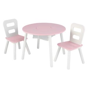 KidKraft Detský stôl s 2 stoličkami Ružový masív 26165