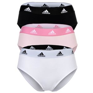 adidas Damen, Slip, 3er Pack - Bikini 3PK, Unterwäsche, Cotton Stretch, Logo, uni Schwarz/Weiß/Pink XS