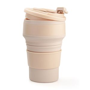 Zusammenklappbare Kaffeetasse für Reisen Silikon Faltbarer Becher mit Deckel Langlebige wiederverwendbare tragbare Flasche für Camping(Pink)