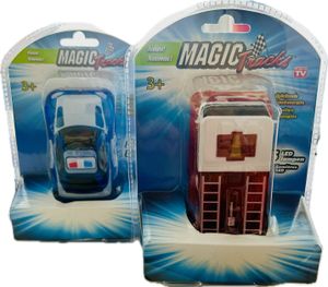 Magic Tracks Cars Feuerwehr & Polizei  Spielzeug Magic Cars Auto Traxx Cars mit 5 LED Lichtern, Track-Spielzeugautos, leuchten im Dunkeln