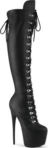 JUBILANT-3012 Pleaser Stretch High Heels Plateauoverkneestiefel schwarz Lederlook