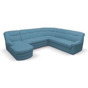 DOMO collection Wohnlandschaft Polstergarnitur Couch Sofa U-Form Borba Federkern, Farbe:Petrol. Recamiere links