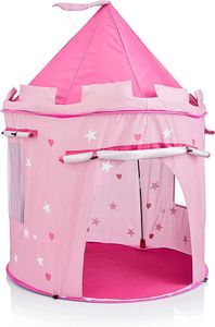Hrací stan pro dívky - Růžový princeznin pop-up hrad - Dětský domeček na hraní v interiéru nebo venku na zahradě - Wendy House pro dívky - bezpečný proti UV záření