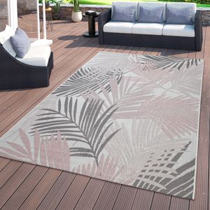 In- & Outdoor-Teppich, Für Balkon Und Terrasse, Mit Palmen-Design, In Rosa Größe 160x220 cm