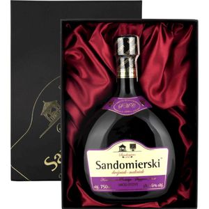 Sandomierski Met Dwójniak Maliniak-Halber Himbeere Geschenkset in einer seidenwattierten Verpackung | Honigwein 750ml | 16% Alkohol Metwein | Polnische Produktion