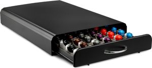Kaffeekapselhalter für Nespresso mit Antirutsch und Schublade, für 60 Kapseln - Metall Schwarz