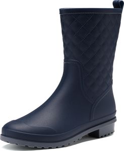 DREAM PAIRS Damen Gummistiefel Halbhoch Wasserdicht Gummistiefeletten Regenstiefel Kurzschaft Boots Outdoor Gartenschuhe Anti-Rutsch,Farbe:Marineblau,Größe:41