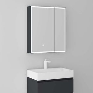 Mai & Mai Spiegelschrank Bad mit LED Beleuchtung Badezimmerschrank Hängeschrank Badezimmerspiegel BxTxH 60x15x70 cm Anthrazit matt Spiegelschrank-04