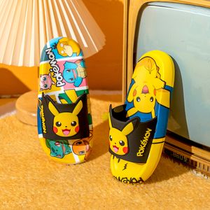 Cute Anime Pokemon Pikachu Hausschuhe Kinder Drucken Indoor Schuhe Eltern-Kind Hausschuhe Anti-Rutsch bathroom Sandalen Schwarz Größe 34-35