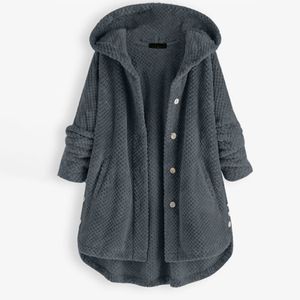 Damen Fleece Winter Warmer Kapuzenmantel Teddybär Fleecejacke Übergröße,Farbe: Grey,Größe:XL