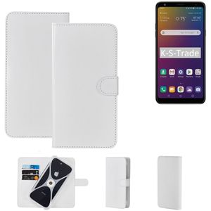 K-S-Trade Handy Hülle Schutz Hülle kompatibel mit LG Electronics W30 Pro Cover Case Bookstyle Bumper weiß 1x