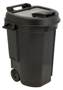 Kontajner na odpad 110 l s vekom - mobilný s kolieskami - Stabilný a robustný odpadkový kôš v čiernej farbe