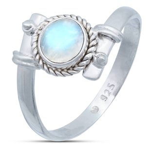 Ring INGADI aus 925er Sterling Silber, Ringgröße:50, Stein:Regenbogen Mondstein