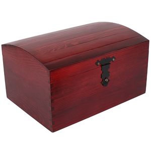 Creative Deco XXL Große Rot Holztruhe Holzkiste mit Deckel und Schloss | 34,5 x 25 x 19,2 cm | Schatztruhe Groß Spielzeugkiste Holzbox Lackiert Kasten