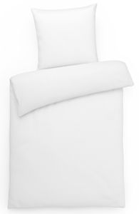 Einfarbige Mako Satin Bettwäsche 155x220 Weiß Uni Weiße Bettwäsche 155 x 220 - Bettbezug aus gekämmter Baumwolle
