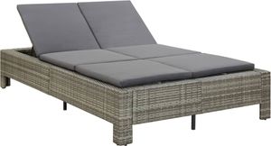 2-Personen-Sonnenliege mit Auflage Grau Poly Rattan , Gartenliegen Design 2024