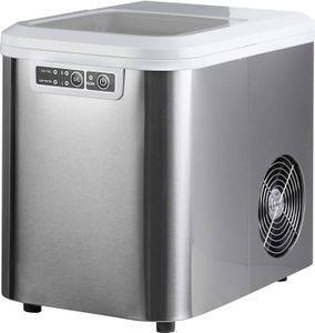WOLTU EM01sb Eiswürfelmaschine Eiswürfelbereiter, 15kg/24hrs, 2 Eiswürfel-Größen, 2,2 Liter Wassertank, ABS, Silber