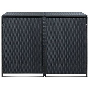 vidaXL Mülltonnenbox für 2 Tonnen Poly Rattan Schwarz 148x80x111 cm