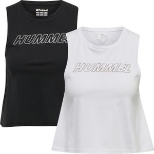 hummel hmlTE CALI 2-PACK CROP COT TANKTOP - BLACK/WHITE DRIFTWOOD - M