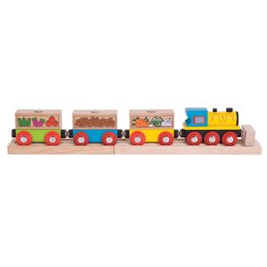 Bigjigs Rail Güterzug mit Gemüse + 3 Gleise