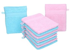 Betz 10 Stück Waschhandschuhe PALERMO 100%Baumwolle Größe 16x21 cm Farbe rosé und türkis