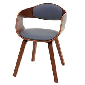 Stolička pre návštevníkov HWC-A47, konferenčná stolička, drevo ohýbané retro dizajn vzhľad orecha ~ Imitácia kože, matná sivá