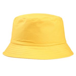 Uni-Baumwoll-Fischerhut, einfarbig, Strand, Outdoor, Sonnenschutz, Hip-Hop-Becken, Gelb