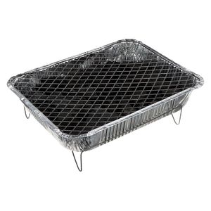 4x Aluminium Komplett Einweggrill mit Grillkohle und Anzünder Alu Picknick BBQ Camping Einweg Grill Einmalgrill Picknickgrill