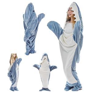 Shark Blanket, Hai Decke zum Anziehen, Kuscheldecke Flauschig Cartoon, Flanell Shark Schwanz Decke Shark Blanket Schlafsack