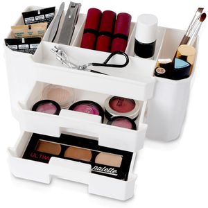 Eleganza Aufbewahrungsbox Organizer Kosmetikbox für Kosmetika Make-up-Accessoires Schminkzubehör Organizer für Kosmetik- und Make-up-Accessoires weiß