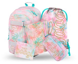 BAAGL Skate Sunset Rucksack-Set 5tlg: Rucksack, Federmäppchen, Turnbeutel, Geldbörse, Heftmappe