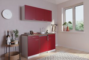 Küche Miniküche Singleküche Küchenzeile Pantry Weiß Rot  Luis 150 cm Respekta