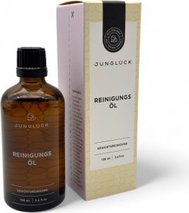 JUNGLÜCK Reinigungsöl 100 ml - Vegan & natürlich mit BIO Argan-, Jojoba- & Rizinusöl | Make-Up Entferner & milde Gesichtsreinigung ohne Zusätze