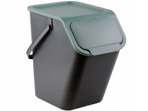 Practic BINI Mülltrennungssystem 25l für die Küche, Kunststoff (PP) BPA-frei, schwarz/grün, 25l (39,0 x 25 x 38,0 cm)