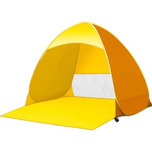 Pop up Strandmuschel in Gelb, Wurfzelt, Strandzelt, Sonnenschutz Automatik Zelt, UV-Schutz 50+