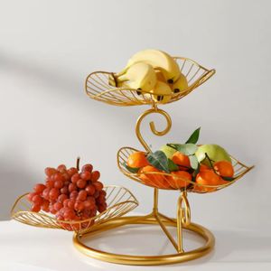 Obstkorb, Dekokörbe 3 Stöckig Metall Obstschale Gemüsekorb Obstständer,obst etagere,Etagenständer Party Servierständer für Gemüse Obst Snacks(Gold)