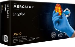 Mercator GoGrip-Pro Nitril Handschuhe mit Diamanttextur Farbe: Blau Unisexgröße: L Verkaufseinheit (VKE): 1 Spenderbox