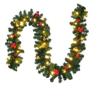 Bambelaa! Tannengirlande Weihnachtsdeko Beleuchtet Künstlich Mit Lichterkette Weihnachten Dekoration Rot Gold 5m Grün