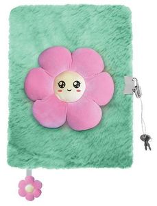 Plyšový diár Majewski A5 96k Pink Flower mint s kvetom