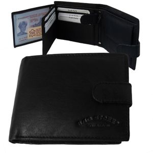 Herren Portemonnaie Leder Geldbörse Bag Street Schwarz quer Kreditkarte Po2836