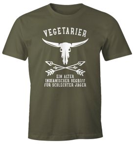 Herren T-Shirt Vegetarier - Ein alter Indianischer Begriff für schlechter Jäger Fun-Shirt Grillen BBQ Barbecue Tee Jagd Moonworks® army XL