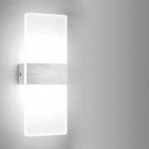 LED Wandleuchte innen 12W Modern Wandlampe Acryl Wandbeleuchtung fuer Wohnzimmer Schlafzimmer Treppenhaus Flur,Weißes Licht