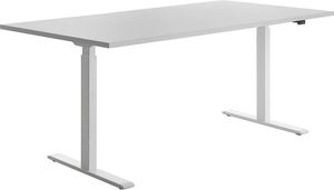Topstar E-Table höhenverstellbarer Schreibtisch lichtgrau rechteckig T-Fuß-Gestell weiß 180,0 x 80,0 cm