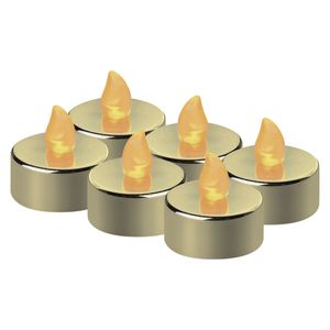 EMOS LED-Teelichter gold, 6 Stück flammenlose Kerzen mit Flacker-Effekt,  IP20 für Innen, mit Batterie, warmweiß, DCCV13