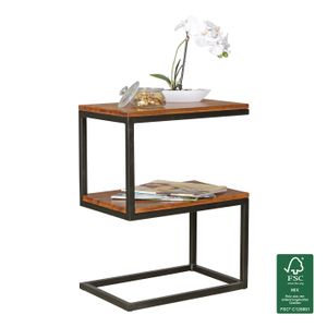 Beistelltisch S-Form Massivholz Sheesham Wohnzimmertisch Anstelltisch Landhaus