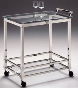 Casa Padrino Luxus Servierwagen Silber 74 x 49 x H. 78 cm - Hotel Restaurant Gastronomie Trolley - Luxus Accessoires