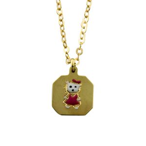 Kitty Teddy Bär Rot 585 Gelbgold Anhänger Glück 14Karat Goldkette Mädchen Kinder 36 - 38 cm