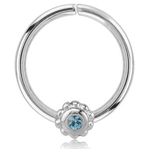 viva-adorno Knorpel Piercing Ring Kristall Ohrpiercing Helix Cartilage Tragus Nasenring 316L Chirurgenstahl verschiedene Farben Z489,Ring 1x silber / aqua