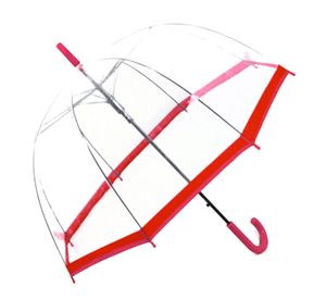 Regenschirm transparent durchsichtig Automatik Stockschirm Glockenschirm rot